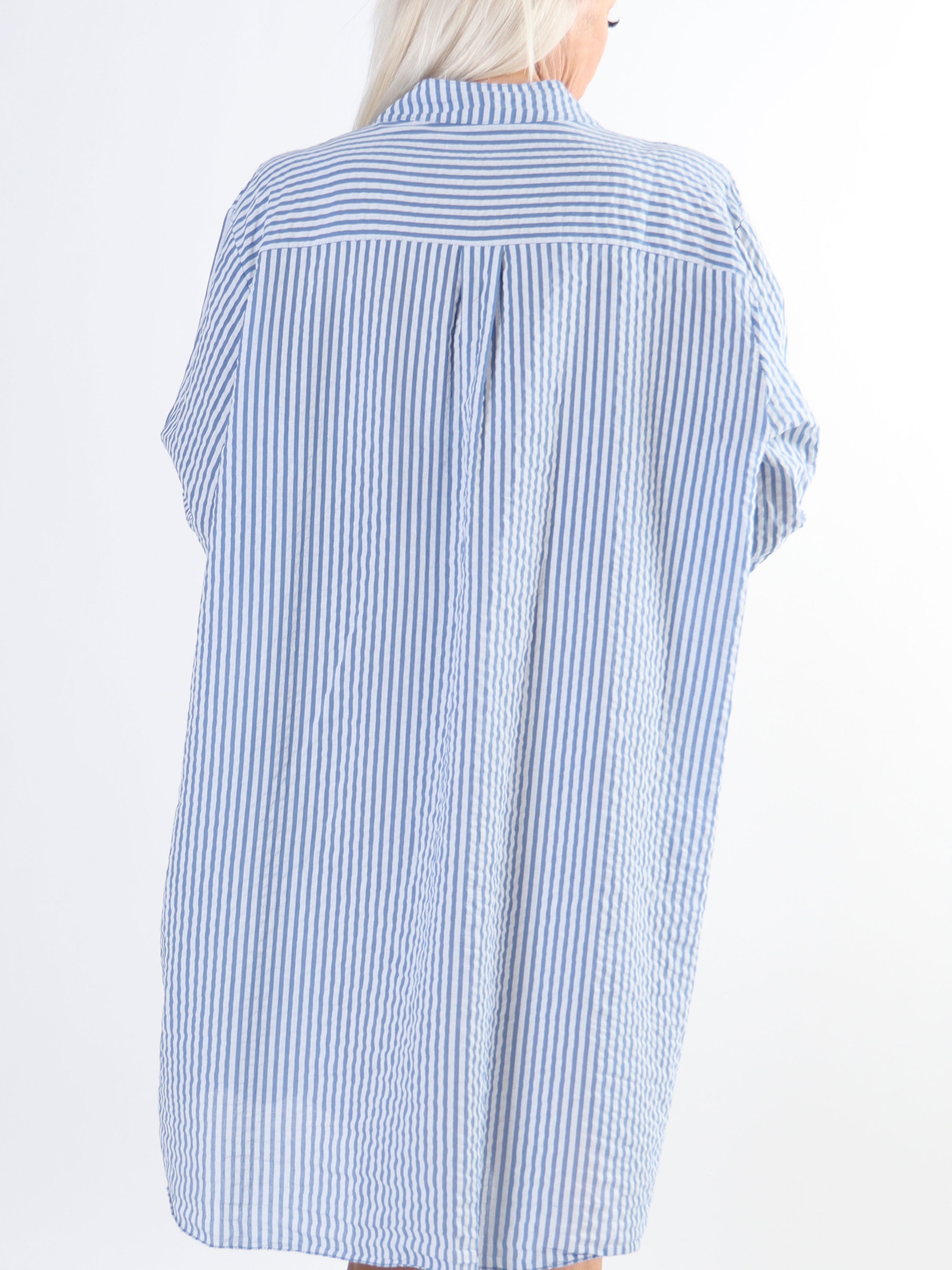 Carmina - Randig skjorta i bomull med fickor